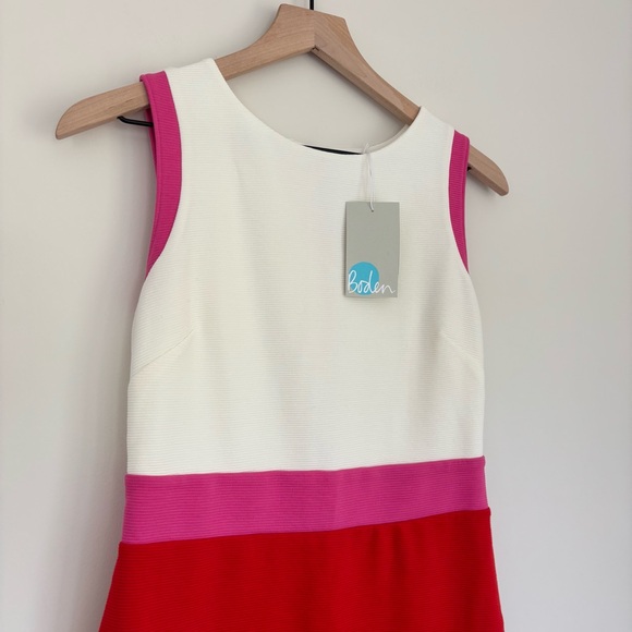 NWT Boden Celia Ottoman Colorblock Pink Red White Sheath Dress 4 - Picture 3 of 11